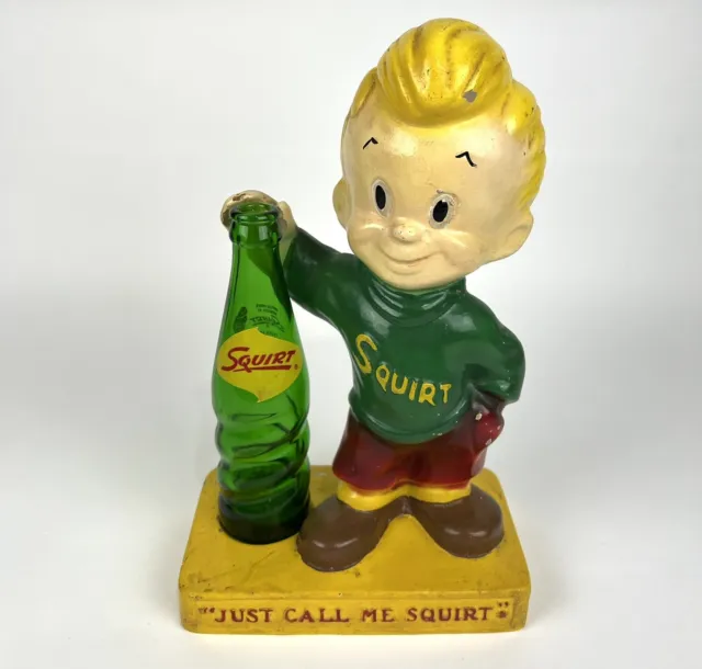 Vintage Squirt Boy Soda Advertising Charlkware Store Display Bottle Holder 1947