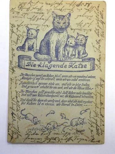 Künstlerkarte ALBERT HOHENESTER - Die Klagende Katze 1949