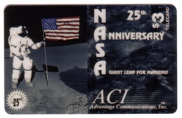 $3. NASA Moon Landing 25th Anniv. 'A Giant Leap For Mankind' SPECIMEN Phone Card