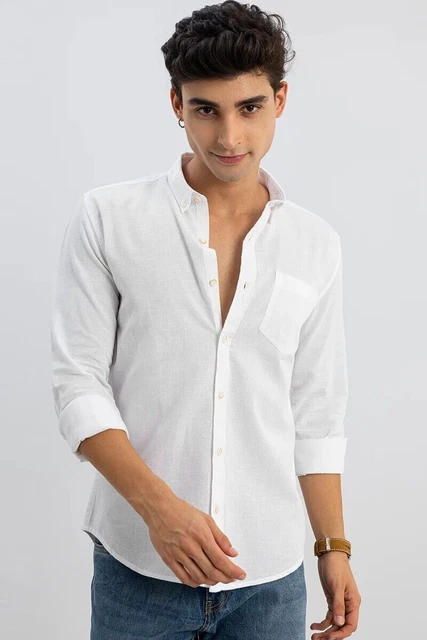 Camicie da uomo a maniche lunghe Trending Casual Fit Premium European Linen...