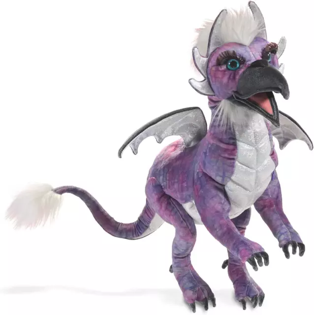 Beaked Dragon Hand Puppet, Purple; Black; White