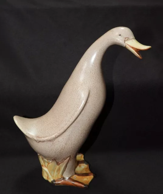 Antique Large Light Brown Glazed Porcelain Duck or Goose 13" Tall