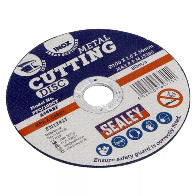 Sealey Cutting Disc 100 x 1.6mm 16mm Bore Stainless steel.