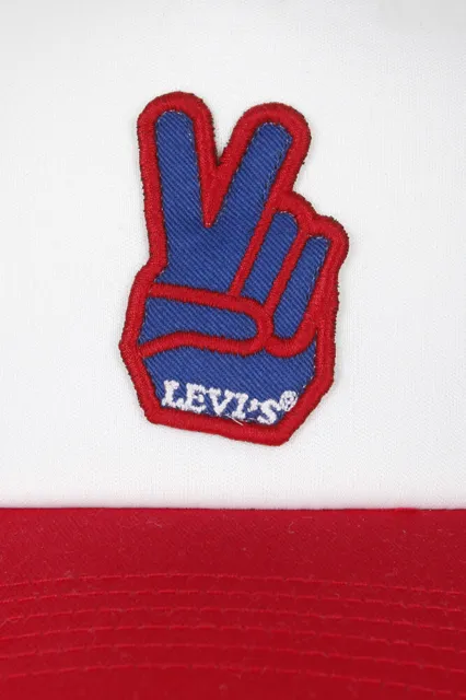 Levi's Men's Mesh Peace SignPatch Logo Snapback Baseball Cap Red White OS 3
