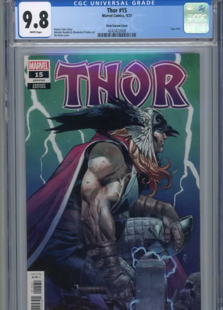 Thor #15 Mt 9.8 Cgc White Pages Klein Variant Cover Cates Story