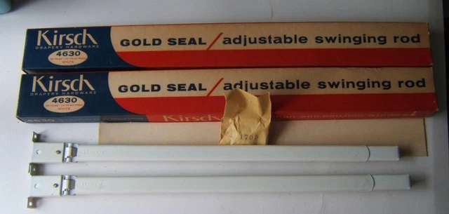 2 Vintage Kirsch #4630 Adjustable Swinging Rod Curtain Rods New In Box