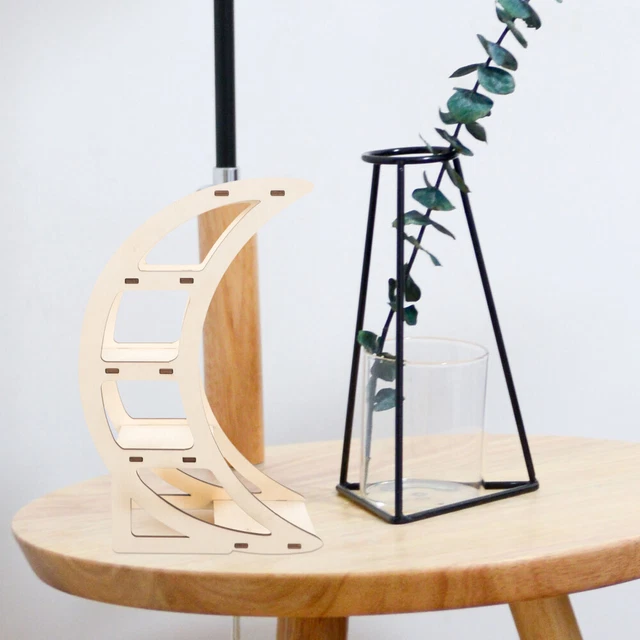 Moon Storage Rack Wooden Goth Shelf for Crystals Small Cupcake Stand Shaped