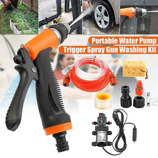 12V Portable High Pressure Car Washer Water Pump Jet Wash Hose Camper Sprayer