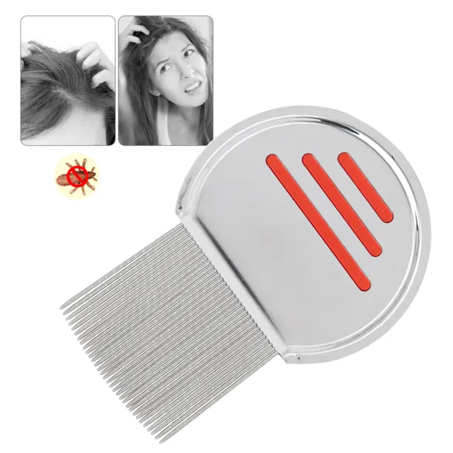 Stainless Steel Head Lice Comb - Pro Grade Louse and Nit Removal - Grooved, Roun