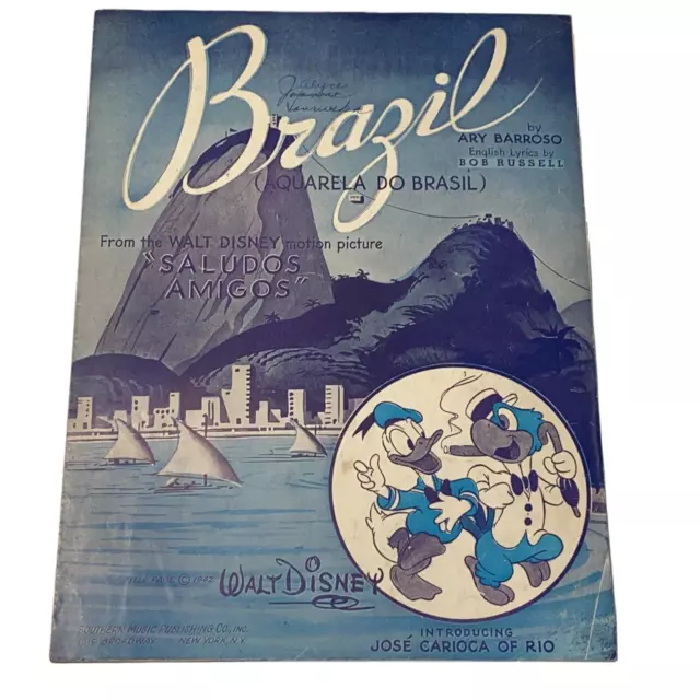 Vintage 1942 Brazil Sheet Music from Walt Disney's Saludos Amigos