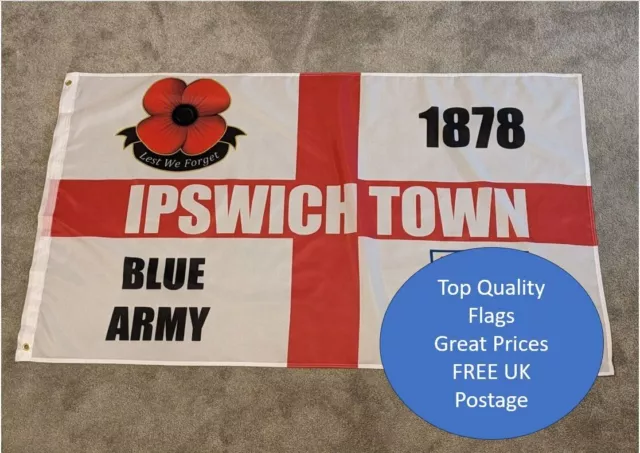 Ipsiwch Town Football Flag - Blue Army 5ft x 3ft Free Uk Postage