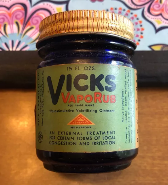 Vintage Vicks VapoRub Cobalt Blue 1.5 ounce Glass Jar