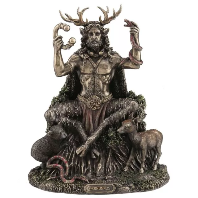 Cernunnos and Animals  Celtic Horned God Cold cast bronze highly detailed.