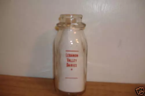 ~Vintage~Lebanon Valley~1/2 Pt Milk Bottle~Red Detail~