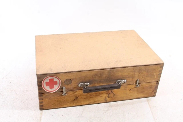 alter DDR Holz Koffer Arzt Apotheker Verbandkasten B1000 46cm x 30cm x 16cm
