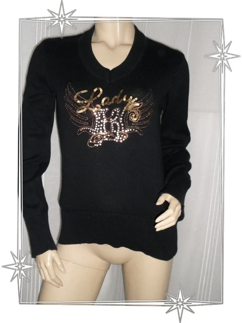 Pull Fin Noir Strass Femme Kaporal - Taille S (36) - Très Bon État