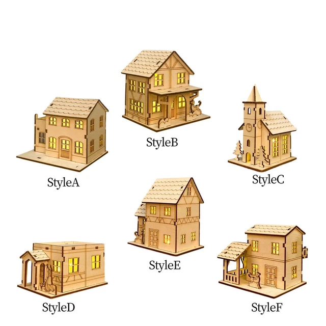 UNFINISHED WOOD HOUSE Battery Powered Village Christmas Scene for