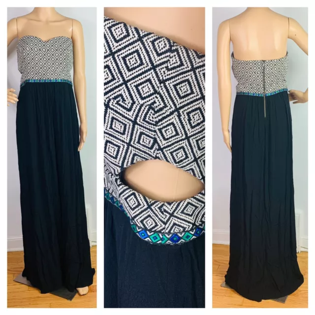 Lovers + Friends Woven Bustier & Gauze Skirt Sz L Maxi Dress Gown