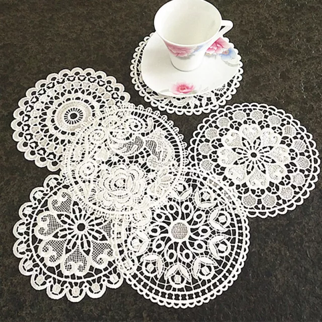 20/30/40CM Round Cotton Crochet Lace Handmade Placemat Flower Coaster Mat UK