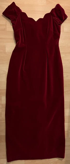 Monsoon Twilight Dress Size 14 Red Velvet Scallop Neck Wiggle Starlet Vintage Monsoon Twilight Dress Size 14 Red Velvet Scallop Neck Wiggle Starlet Vintage