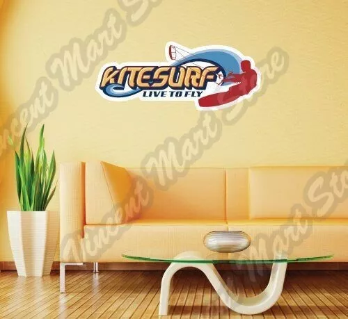 Kiteboarding Kitesurfing Kite Kiteboard Fly Wall Sticker Interior Decor 25"X11"