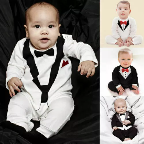 Infant Baby Boy Gentleman Romper 1st Birthday Bodysuit Clothes Formal Outfit