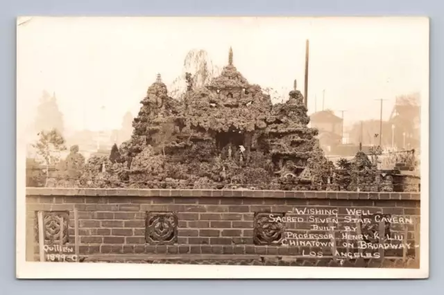 Sacred Seven Star Cavern LOS ANGELES Chinatown RPPC Vintage Photo ~1940s