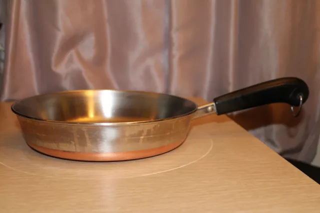 REVERE WARE 9 Inch Copper Clad Bottom Stainless Steel Frying Pan Skillet USA 95f