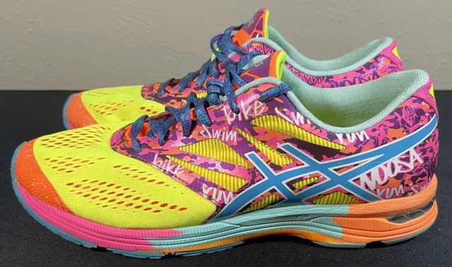 Asics Gel-Noosa Triathlon Rainbow Fluo Neon Running Shoes Womens Size: 9.5