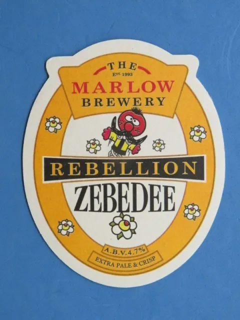 Beer Pub Coaster: The MARLOW Brewery Rebellion Zebedee Pale Ale ~ UK Since 1993
