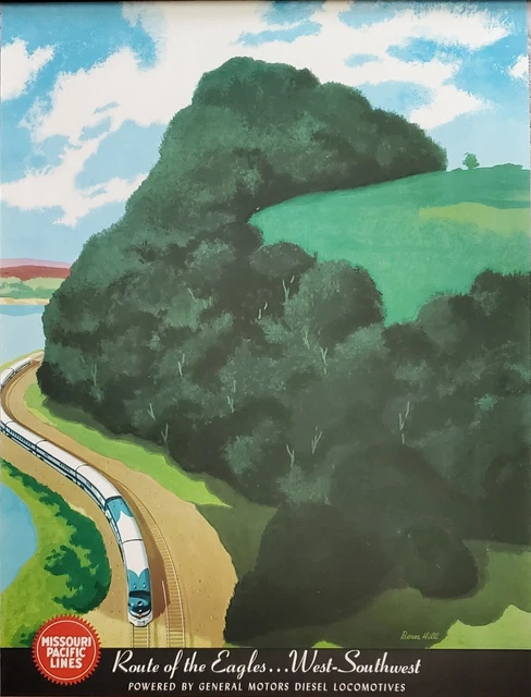 Bern Hill 1950s Missouri Pacific Lines Route of the Eagles GM Advertising Poster
