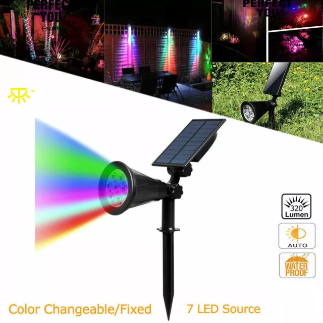 Solar Power 7-LED Spot Light 7 Colors Changing Outdoor Path Wall Light Garden