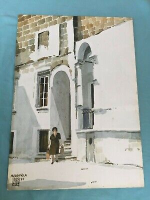 ALDO RISO 1928-2008 ACQUERELLO APPLICATO SU CARTONE OPERA UNICA PRAIA A MARE 