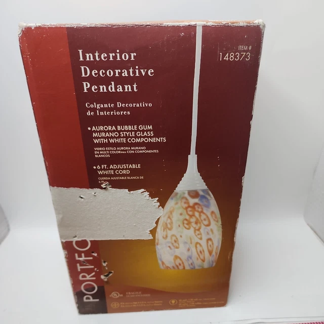 Portfolio Decorative Pendant Glass Murano Style Multi-Colored