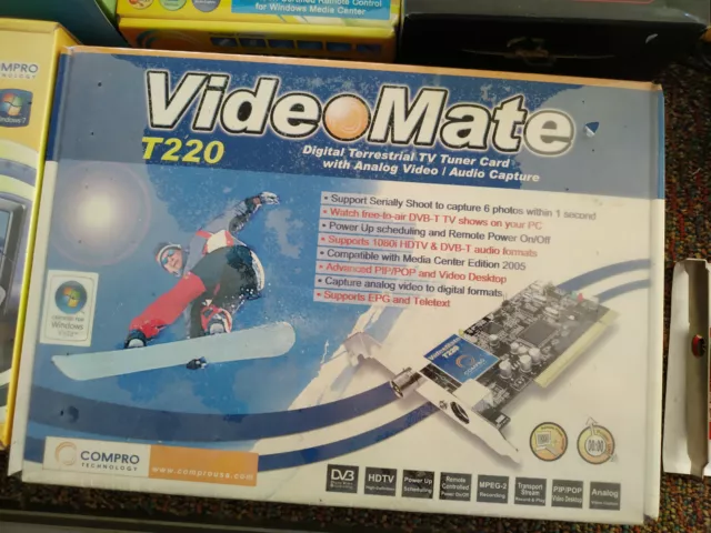 TV Tuner Video Capture Card Compro Video Mate T220 Remote New Win XP / Vista / 7