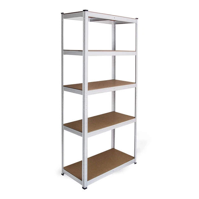Unità scaffalature bianche 5 livelli scaffale per stoccaggio resistente garage capannone magazzino