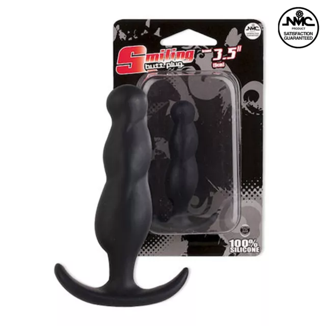NMC Smiling 3.5" Swirl Butt Plug, Black - Plug Anal Super Morbido 8 cm, Nero