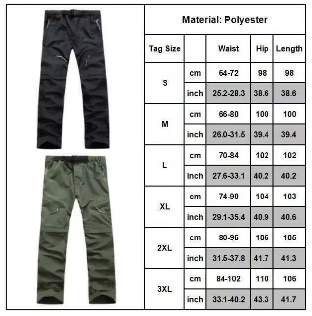 Pantaloni da trekking uomo donna zip off outdoor trekking chino pantaloni cargo pantaloncini nuovi[ 2