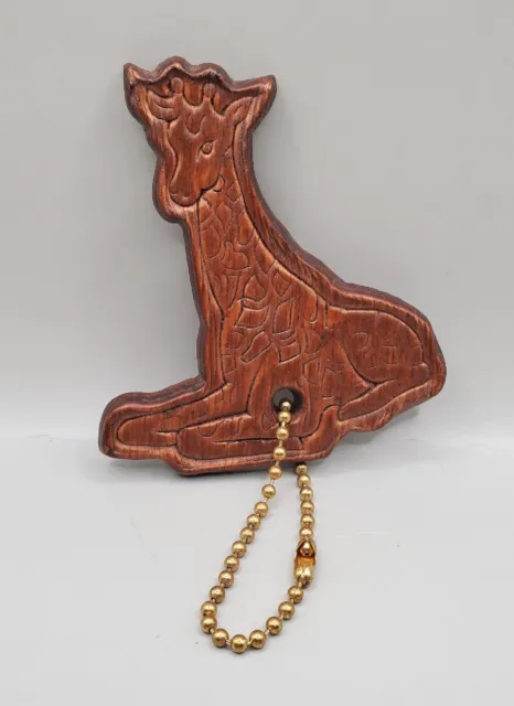 Vintage 1970s Hand Carved Wood Giraffe  Keychain~Great Condition~ Free Shipping!