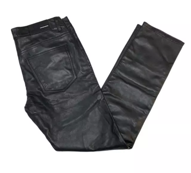 BLK DNM Men's Black Straight Leg Leather Pant 25 NWT 2