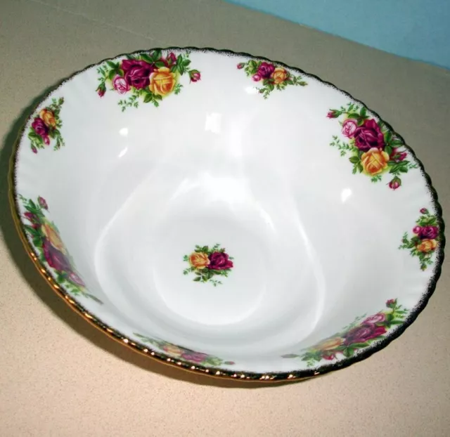 Royal Albert Old Country Roses Large Round Serving Bowl Gold Rim 10"W New 3