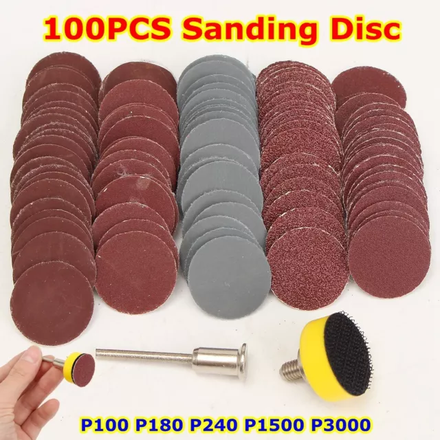 25mm Mini 100pcs Sanding Discs Hook&Loop Back With Backing Pad With 1/8 Shank