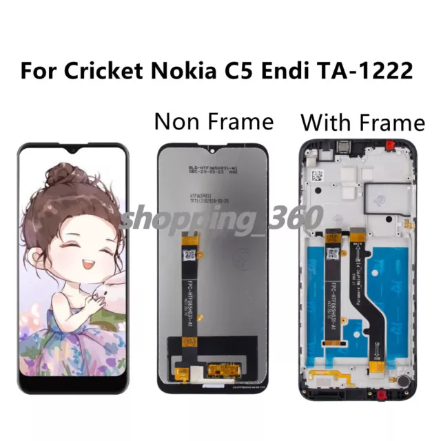 For Nokia C5 Endi TA-1222 Cricket LCD Touch Screen Digitizer Assembly Frame USPS