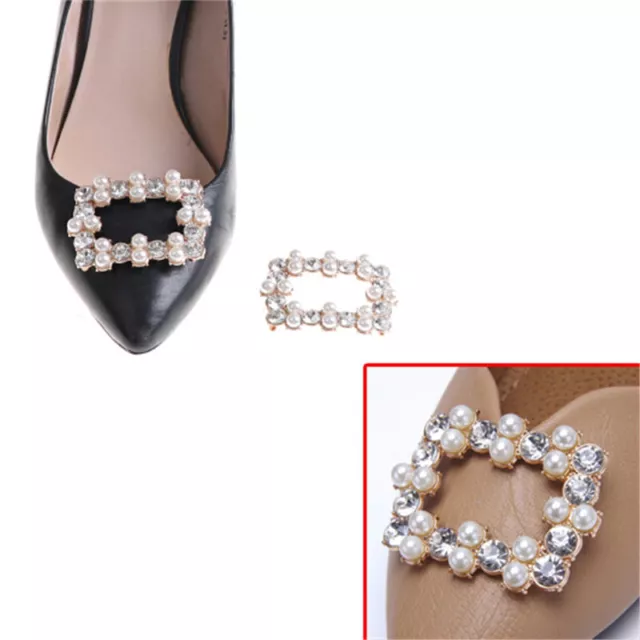 1PC Shoe Clips Rhinestones Metal Faux Pearl Bridal Prom Shoes Buckle Decor B-au