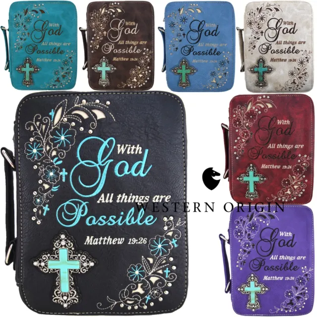 Western Style Embroidered Bible Verse Scripture Women Country Bible Cover Strap