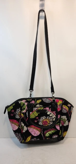 Vera Bradley Shoulder Bag Moon Blooms Retired Floral Colorful Flowers Black Pink