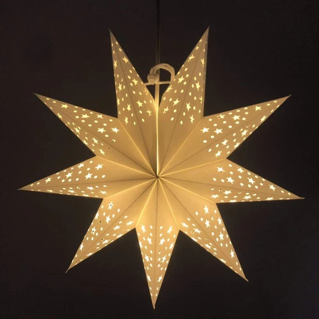 LIOOBO Star Paper Lantern Lights White 7 Pointed Hollow Out Lantern Wedding 45CM