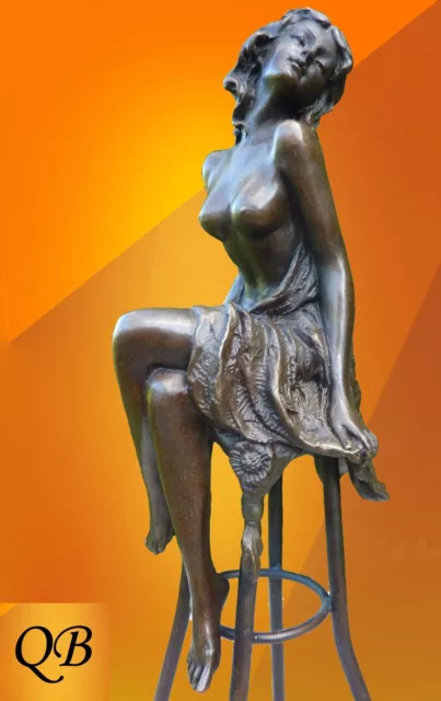 Bronze Figurine Art Deco Sculpture Statue Hot Cast Michelle Erotic Lady Figure