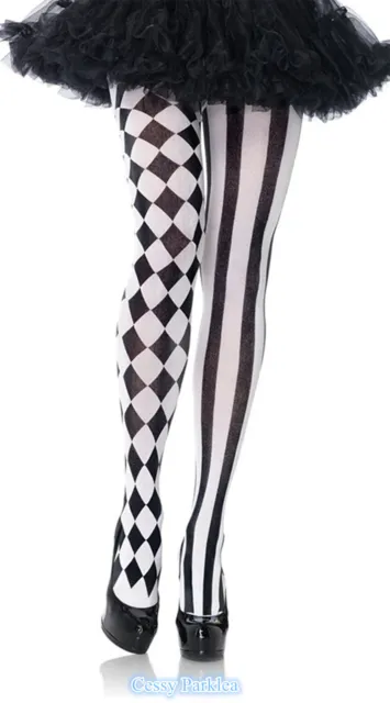 SF21 Harlequin Clown Tights  Alice in Wonderland Queen of Hearts Adult Pantyhose