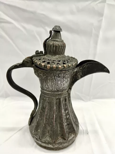 Antique Turkish Ottoman Islamic Tinned Copper Ewer  - Very Old!